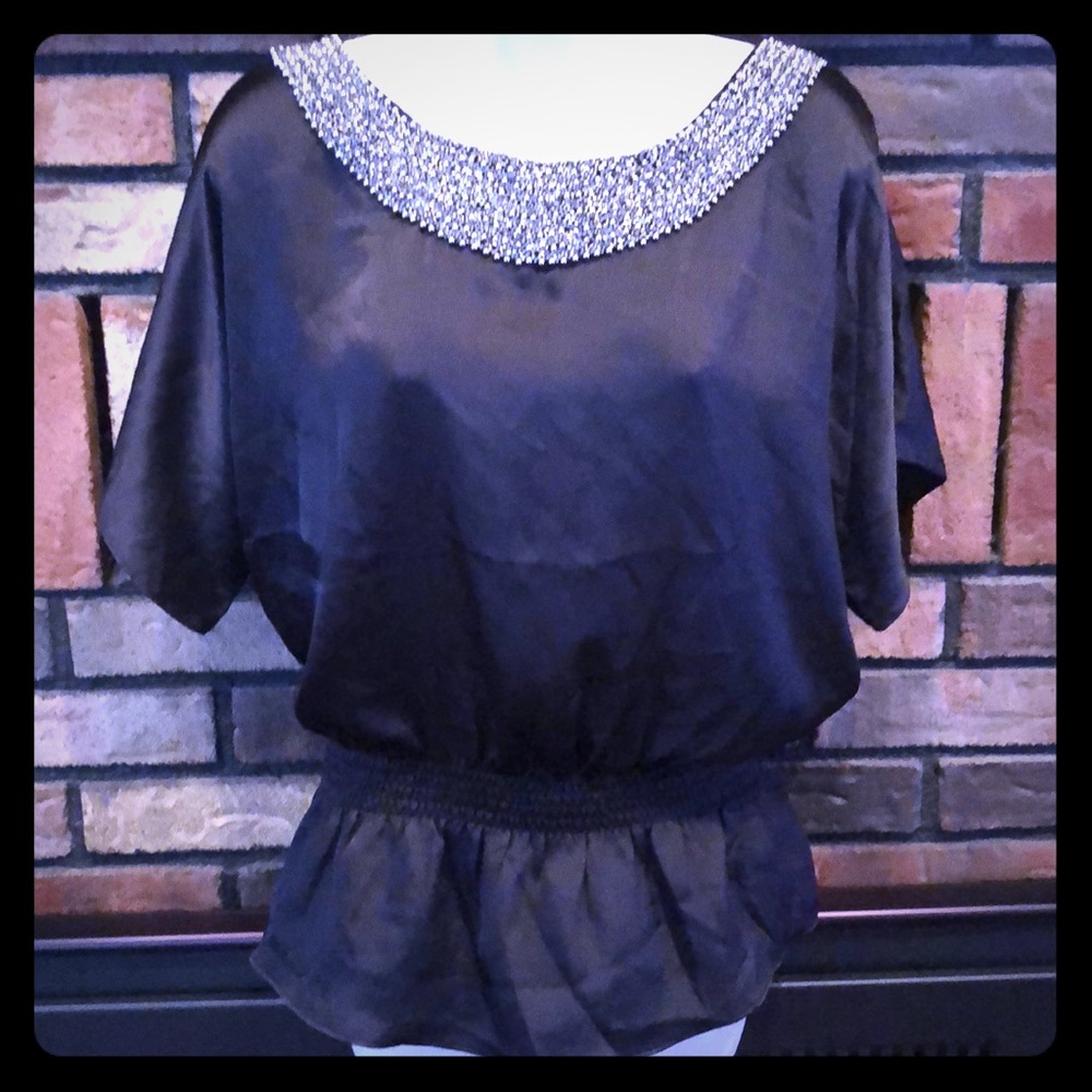 **Black Cupid Beaded Shirt Large